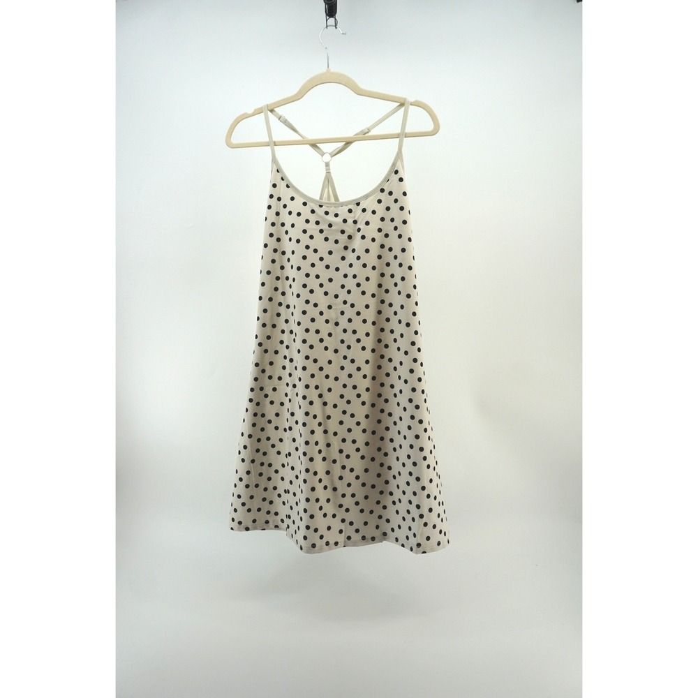 Max Studio Polka Dot Tennis Dress Preppy Athleisure Activewear Cream Black Large